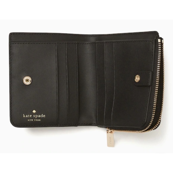 NWT Kate Spade Black Floral Splendid Ditsy Schuyler Small L Zip Bifold Wallet - Picture 2 of 15